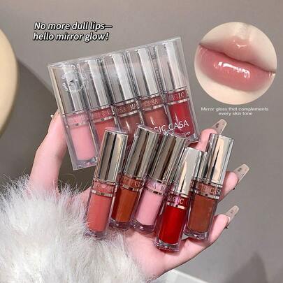Nuevo set de bálsamo labial Shuiguang con espejo, barra de labios hidratante Shuiguang, cuidado de labios de invierno, aceite para el cuidado de labios, Dudu Lip Rich, brillo labial con sabor a fruta y color que cambia con el calor