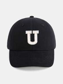 1顶个性化珍珠水钻字母儿童棒球帽（A-Z字母） - 适合1-5岁儿童，可调节帽檐儿童休闲帽 - 黑色 - 查看 24