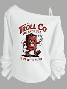 Valentine Outfits For Women, TROLL CO, Life's Better Wetter, Off Shoulder Sweatshirt, Y2K, Casual, Party Wear,, Essentials Hoodie,Summer Outfits For Women,Spring Tops - White - View 7