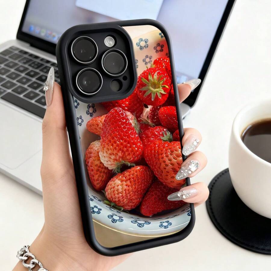Funda de teléfono de moda, compatible con varios modelos de , y , funda de teléfono con patrón de fresa para , , funda de teléfono , regalo de funda de pareja para novio o novia, este es un regalo popular para amigos o socios, adecuado para ocasiones de negocios. Duradera, resistente a las manchas y a las huellas dactilares, esta nueva funda para teléfono de hombres y mujeres es un gran regalo. - Burdeos - Ver 1