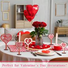 Valentines Day Wooden Decorations Set Of 5 Romantic Desktop Wooden Hearts Decor For Party - Multicolor - View 1