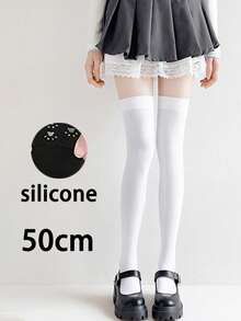 1 Paar schwarze/weiße Silikon rutschfeste extra lange Überknie-Socken, Damen Schlankheits-JK-Socken 40/50/70cm extra lange Socken, Samt Oberschenkel-Hohe Socken, süße schwarze & weiße Katzenpfoten rutschfeste Wadenhoch-Socken, vielseitig schlanke atmungsaktive rein ästhetische Preppy-Style - Verschiedenfarbig - Übersicht 9