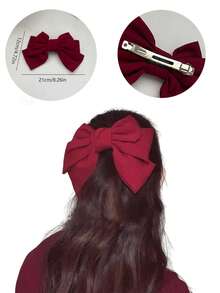 1 pieza Clip de pelo con cristal y lazo estilo francés vintage, diseño elegante, apto para uso diario, pinzas de pelo, ganchos de pelo, pasadores de pelo - Multicolor - Ver 15