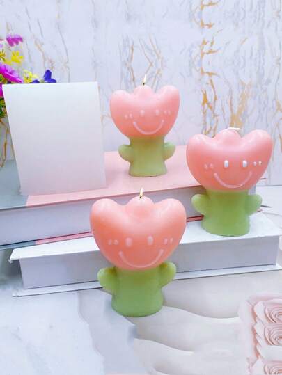 1pc Tulip Smiling Face Aroma Candle Silicone Mold DIY Tulip Aroma Plaster Diffuser Stone Home Decor Silicone Mold