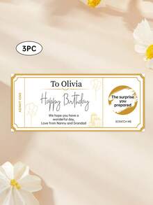 1/3pcs Personalized Birthday Scratch Cards, Special Birthday Surprise Scratch Cards, Customizable Text, Suitable For Holiday Party Decoration, Home Decor, Daily Use, Can Be Given As A Customized Birthday Gift To Family And Friends, Customized Decorations - Multicolor - View 12