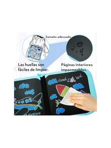 Tabla de Dibujo Portátil para Niños, Juguetes de Almohadilla de Dibujo de Aprendizaje Temprano Borrables a Doble Cara, fantástico juguetes Navidad y año Nuevo regalo, 12 Bolígrafos Borrables de Color,37496095 - Gris Claro - Ver 6