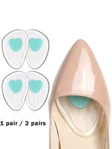 QKC 1 Par/2 Pares de Almohadillas Antideslizantes para la Parte Delantera del Pie, Protectores de Suela Transparentes con Forma de Corazón Antifricción Adecuados para Tacones Altos y Sandalias - Multicolor - Ver 1