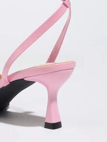Giày sandal nữ gợi cảm, cạp chun rộng, mũi nhọn, quai ngang mắt cá chân, gót thấp, thanh lịch cho mùa xuân/hè, dự tiệc, thường ngày, dã ngoại, du lịch, giày cao gót màu hồng mềm mại, quyến rũ, kiểu dáng avant-garde. - Hồng - Xem 9