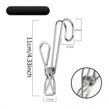 Large Size Stainless Steel 10pcs Clothespin - Strong Extended Clip Hook, High-Quality Metal For Home Laundry And Craft Drying, Pin Or Clip Needs - Silver - View 7