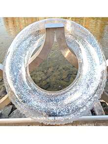 1pc Transparent Sequin Inflatable Swimming Ring, Thick PVC Crystal Swimming Ring Armpit Float, Adult Transparent Cute Underarm Thick Circle Large Buoyancy Swim Ring,Lightweight And Portable - Clear - View 9