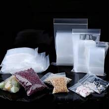 100 Transparent Resealable Plastic Bags, Transparent Polyethylene Bags With Resealable Zippers, Storage Containers, Self-Locking Plastic Bags, Suitable For Coins, Screws, Small Items, Jewelry, Snacks, Wedding/Birthday Gift Bags, Party/Bridesmaid Gift Bags - 透明的 - 查看 2