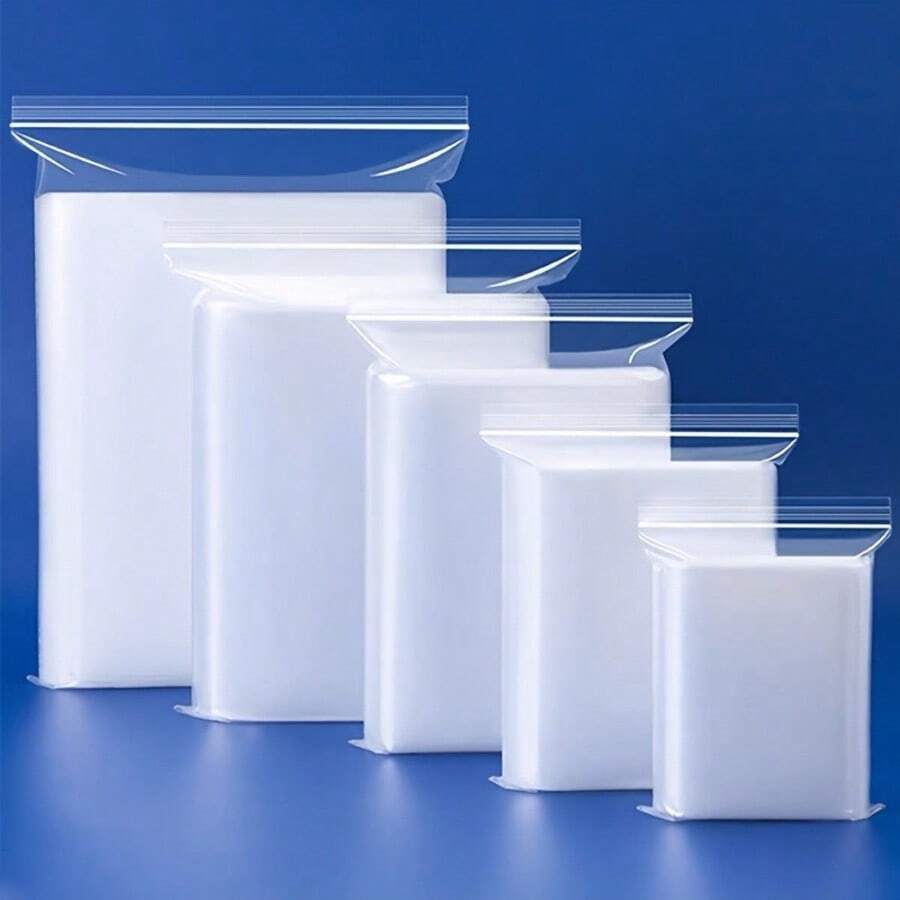 100 Transparent Resealable Plastic Bags, Transparent Polyethylene Bags With Resealable Zippers, Storage Containers, Self-Locking Plastic Bags, Suitable For Coins, Screws, Small Items, Jewelry, Snacks, Wedding/Birthday Gift Bags, Party/Bridesmaid Gift Bags - 透明的 - 查看 1