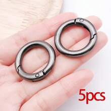 5pcs Spring O Rings Alloy Round Clips Circle Trigger Spring O Ring Snap Buckle Clasp Rings Keyring Hook Snap Clip For Keychains Bags Purses Handbags DIY Crafts, 7 Colors