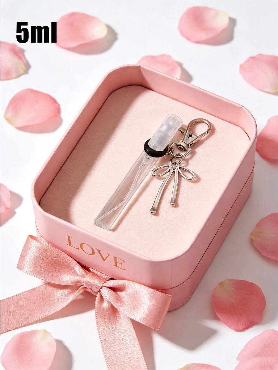 5ml Mini Perfume Atomizer Keychain, Portable Refillable Fragrance Spray Bottle With Bow Charm, Keychain Charm & Travel Fragrance Accessory, Ideal For Carrying Perfume/Cologne On-The-Go, Suitable For Women, Travelers, Gift Givers, Beauty Enthusiasts, Perfect For Travel Trips, Daily Outings, Office Use, Gift Exchanges (Birthdays/Anniversaries),Valentine's Day Gift
