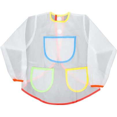 UPKOCH Delantal Impermeable De Manga Larga Para Niños Con Tres Bolsillos Grandes Bata Para Pintar Protección Contra Pintura Al Óleo Y Acuarela Fácil De Usar Con Cierre Hook & Loop,37487560