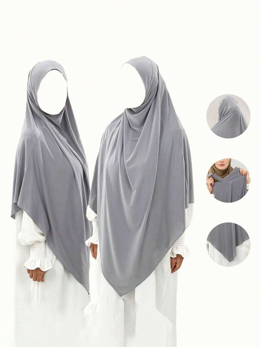 1pc Women's Solid Color Turban Headscarf, Casual Versatile Muslim Headwrap - Multicolor - View 1