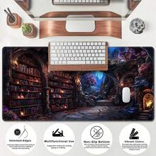 1件装魔法神秘档案主题桌垫，图书馆风格，女巫鼠标垫XL，暗黑学院风桌垫，美观鼠标垫，送给妻子的礼物，游戏办公两用鼠标垫，桌面配件，电脑配件垫，防滑底座，缝边设计，大号电脑桌垫，适合游戏和办公使用。 - 彩色 - 查看 6