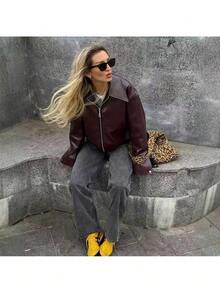 Women Jackets - Burgundy - View 2