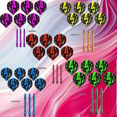6PCS plumas de dardos con cola de pluma y 3PCS ejes de aluminio, conjunto de accesorios de 6PCS con anillos en O para dardos de punta de acero