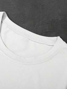 Men's Letter Print Round Neck Casual Summer Short Sleeve T-Shirt - White - View 3
