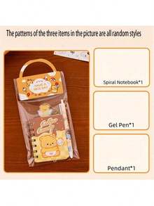3 Stücke/Set Gelber Bär Schreibwaren Set beinhaltet süßes Bär Notizbuch, kleines Geschenk Schreibwaren Set, Spiralbindung Notizbuch Set, kreatives Geschenk, Studentengeschenk, Belohnungsgeschenk, Geschenk zum Schulanfang, Geburtstagsgeschenk, Studentenschreibwaren kleines Geschenk, Lernmaterial (Muster zufällig) - Verschiedenfarbig - Übersicht 10
