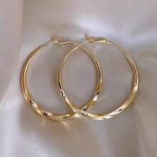Plain Hoop Large Ear Hoop High-End Sense Elegant Light Luxury Ear Hoop - Khuyên tai vòng bạc 5cm 0478 - Xem 11