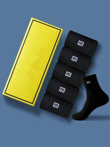 男士透气吸湿舒适袜，绅士袜，休闲袜，低帮中筒袜，春秋季 - 黑色 - 查看 6