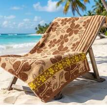 Large Bath Towel Set 140x70cm Embroidered Soft Terry Cloth High Quality Assorted Designs - Beige - View 3