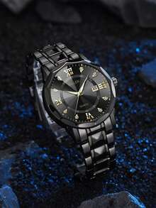 1件商务休闲风格不锈钢表带表壳罗马数字石英表，带日历功能，适合作为周年纪念日、生日、毕业礼物以及其他送给男孩的最佳节日礼物。 - 銀色 - 查看 6