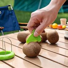 A 2-In-1 Stainless Steel Kiwi Peeler And Cutter, Easy To Grip. This Outdoor Portable Stainless Steel Green Peeler Is A Multifunctional Fruit Peeling And Core Removal Tool That Is Easy To Carry. It Is Very Suitable For Outdoor Picnics Or Camping - Multicolor - View 2