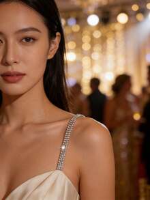 Elegant Rhinestone Body Chains - Copper Luxury Invisible Shoulder Straps For Bras - Simple Style Back Chain Jewelry For Party, Wedding, Valentine's Day - Versatile Season Fit, Plated Body Accessory - Silver - View 5