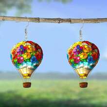 2D flat elegant and cute balloon pendant earrings - holiday themed lightweight party accessories - daily and party wear, Christmas gifts - suitable for all seasons - Multicolor - Ver 5