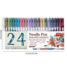GuangNa 12/24-Colour Retro-Style Ink Pen, 0.5mm Nib, Delivering Smooth, Even Ink Flow. Ideal For Line Art, Doodling, Comic Design, Sketching And Outlining. Professional-Grade Art Supplies. - Multicolor - View 11