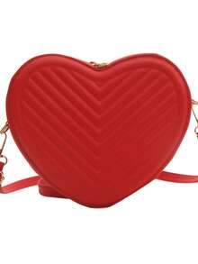 High-End, Stylish, Compact Korean-Style Crossbody/Shoulder Bag; Versatile And Unique Design With A Heart Motif. - Red - View 2