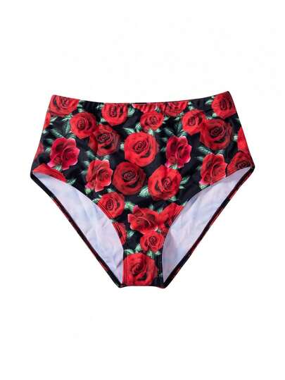 Women High Wasit Swim Trunks, Coloful Printing Swimming Pants, Plus Size Swimsuit Bottoms, Female Holiday Beachwear