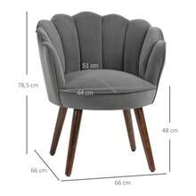HOMCOM Dining Chair, Kitchen Chair, Armchair With Backrest, Living Room Chair, Polyester And Rubberwood, Dark Grey, 66 X 72 X 79 Cm - Dark Grey - View 3