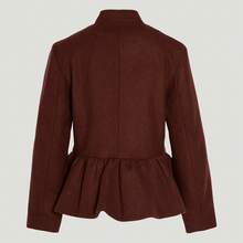 Adidas NY JKT W 中国新年风格花卉荷叶边收腰修身运动夹克 - 咖啡棕 - 查看 4