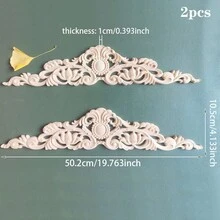 2 miếng gỗ chạm khắc khảm trang trí chưa hoàn thiện, vật liệu chế tác gỗ, miếng gỗ chạm nổi tinh xảo phù hợp cho tủ, cửa, đồ nội thất, tường điểm nhấn, lối vào, văn phòng, trang trí ngày lễ, trang trí DIY. - Nhiều màu - Xem 13