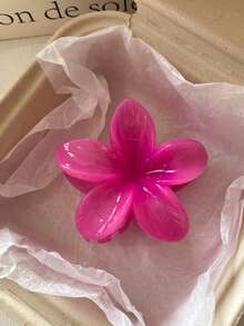 3个/1个女士粉色情人节芙蓉花发夹，轻盈塑料沙滩花朵发饰，适合日常休闲、派对、通勤、海滩度假、扎马尾辫、盘发、洗脸、化妆、搭配服装，时尚爪夹，优雅发爪，休闲发夹，美发夹 - 彩色 - 查看 5