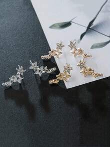 Sweet And Exquisite School Style Pentagram Earrings, Fashionable And Simple Cute Girl Earrings - Gold - View 5