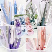 6 piezas/Caja Bolígrafo de punta blanda antiestrés con clic de dopamina, tinta negra de 0.5 mm, regalo de Año Nuevo, suministros para exámenes de estudiantes - Multicolor - Ver 6