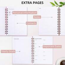 Undated Weekly And Monthly Planner Spiral Bound- Weekly Goals Notebook, To Do List, Habit Tracker Journal, Academic, Aesthetic, Stylish School Or Office Supplies (61" X 84" - Pink) - ColorB - 查看 4