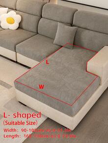 1pc Leaf Print Sofa Cover, High Elasticity & Easy-Clean Slipcover, Full Coverage Anti-Slip Design For Living Room - Grey - View 13