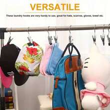1pc Stainless Steel Hanging Clip, Clothes Drying Clip, Multi-Function Clothes Clip, Foldable Triangular Hanging Clip, Non-Slip Coated Anti-Rust Metal Home Storage Drying Small Clip, Suitable For Scarves, Ties, Pants - Multicolor - View 9