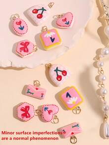 1件甜美浪漫粉色花朵、心形、樱桃吊坠项链，可爱信封蝴蝶结装饰首饰礼品 - 彩色 - 查看 6