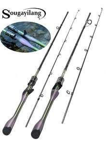 SOUGAYILANG Caña de pescar de fibra de carbono con punta sólida y alta sensibilidad de 1,8 m (7-14 LB) | Spinning/Casting | Guía anti-enredos | Para orilla/aguas pequeñas y medianas (Dirigido a lubinas/percas pequeñas) - Morado - Ver 1