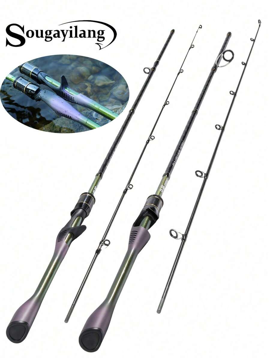 SOUGAYILANG Caña de pescar de fibra de carbono con punta sólida y alta sensibilidad de 1,8 m (7-14 LB) | Spinning/Casting | Guía anti-enredos | Para orilla/aguas pequeñas y medianas (Dirigido a lubinas/percas pequeñas) - Morado - Ver 1