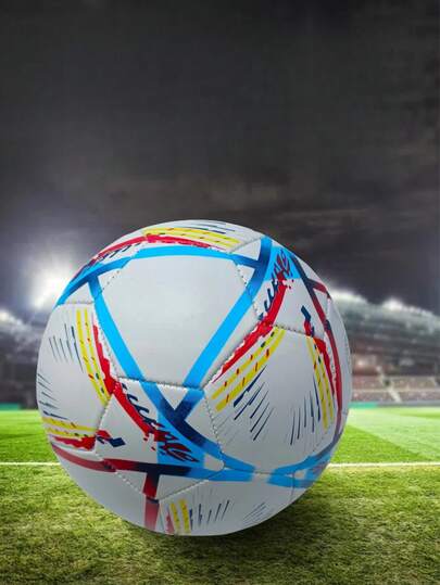 1pc Professional Level #5 Football, Featuring Vibrant Colorful Design - PVC, Machine Stitched Panels, For Training & Match, All Grounds Use, Football Accessories, Dynamic Sports Design