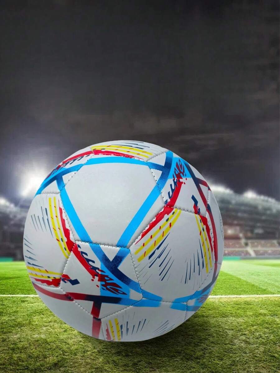 1pc Professional Level #5 Football, Featuring Vibrant Colorful Design - PVC, Machine Stitched Panels, For Training & Match, All Grounds Use, Football Accessories, Dynamic Sports Design - Multicolor - View 1