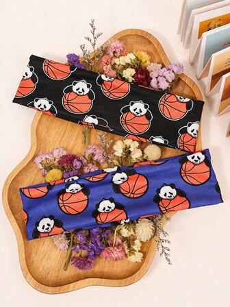 2pcs Basketball Elastic Satin Headbands, Smooth Suitable For Yoga, Running, Sports Hair Accessories For Women And Men